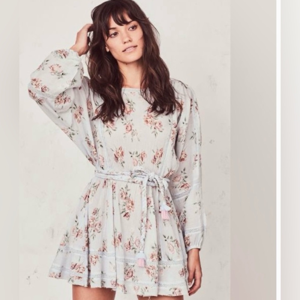Love Shack Fancy NOELLE CROCHET-TRIMMED FLORAL-PRINT Dress
